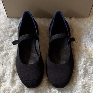 Rothy's Black Square Toe Mary Jane Flats with Textured Soles